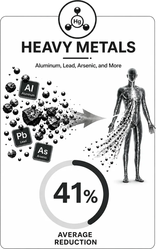 Heavy metals: 41% average reduction