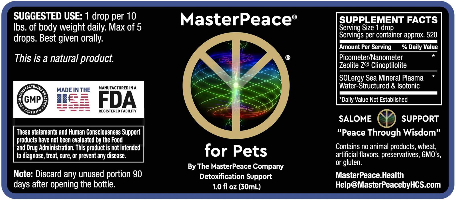 MasterPeace for Pets label