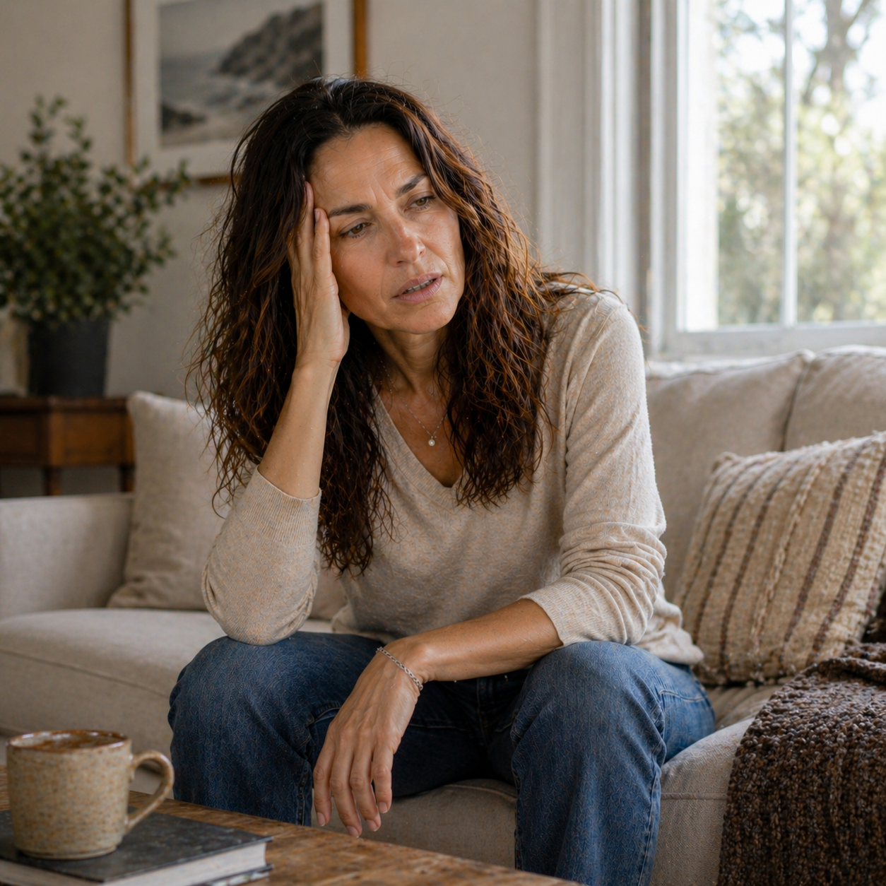Woman experiencing fatigue and brain fog